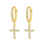 Brincos Cruz Prata Dourada - Image 2