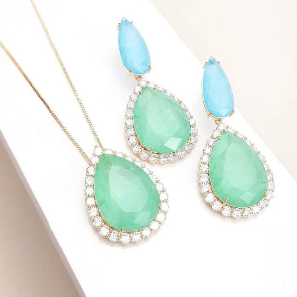 Conjunto Pedra Natural Verde